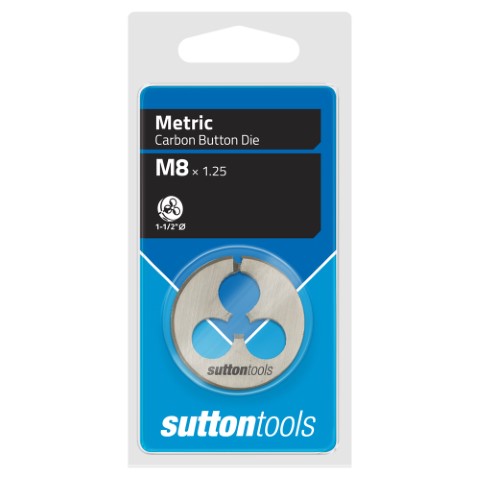 BUTTON DIE CARDED CHROME M12-1.75 X 1-1/2 O.D - SUTTON 